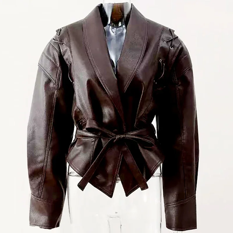 Jaquetas bomber de couro falso para mulheres moda jaqueta cortada vintage mulher streetwear outerwears manga longa jaqueta feminina casacos