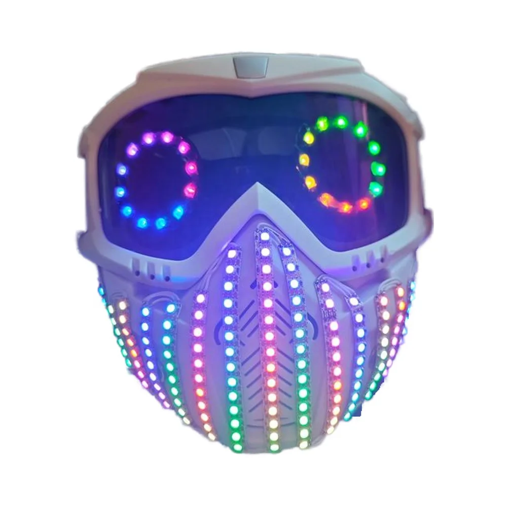 2024 Halloween New Digital LED Mask hot sale Helmet Light up Rainbow Full Color Spectrum DJ Rave Eye Costume night club Party