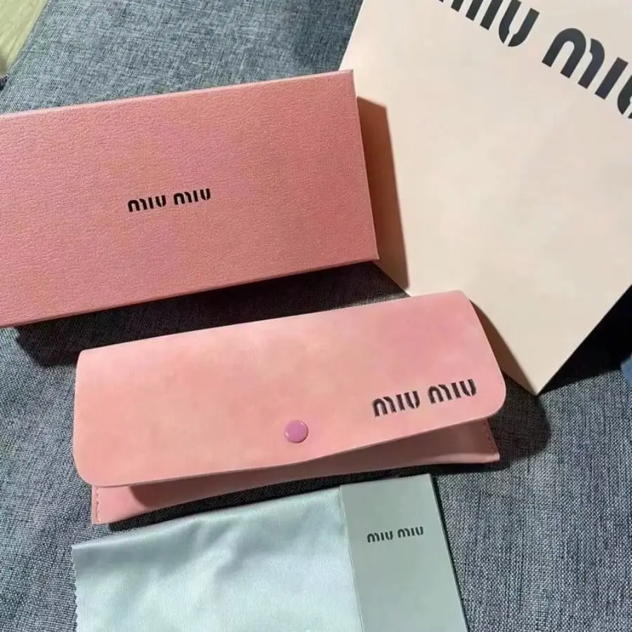 Miu Miu Pink Button Closure Eyeglasses Case Leather Sunglasses Storage Pouch