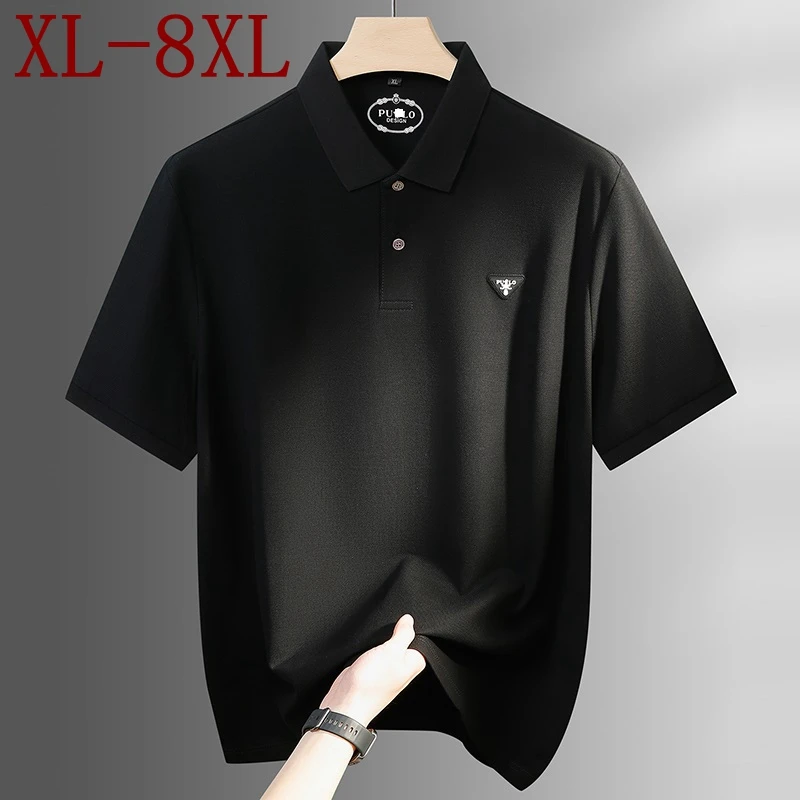 

8XL 7XL 6XL 2026 New Summer High End Luxury 100% Pure Cotton Shirts For Man Tops Fashion Printed Mens Polo Shirt Lapel T-shirts