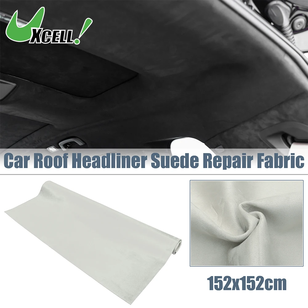 UXCELL Suede Headliner Fabric Foam Backed for Car Interior Trim Protect Aging Broken Faded DIY Repair Replacement 152x152cm