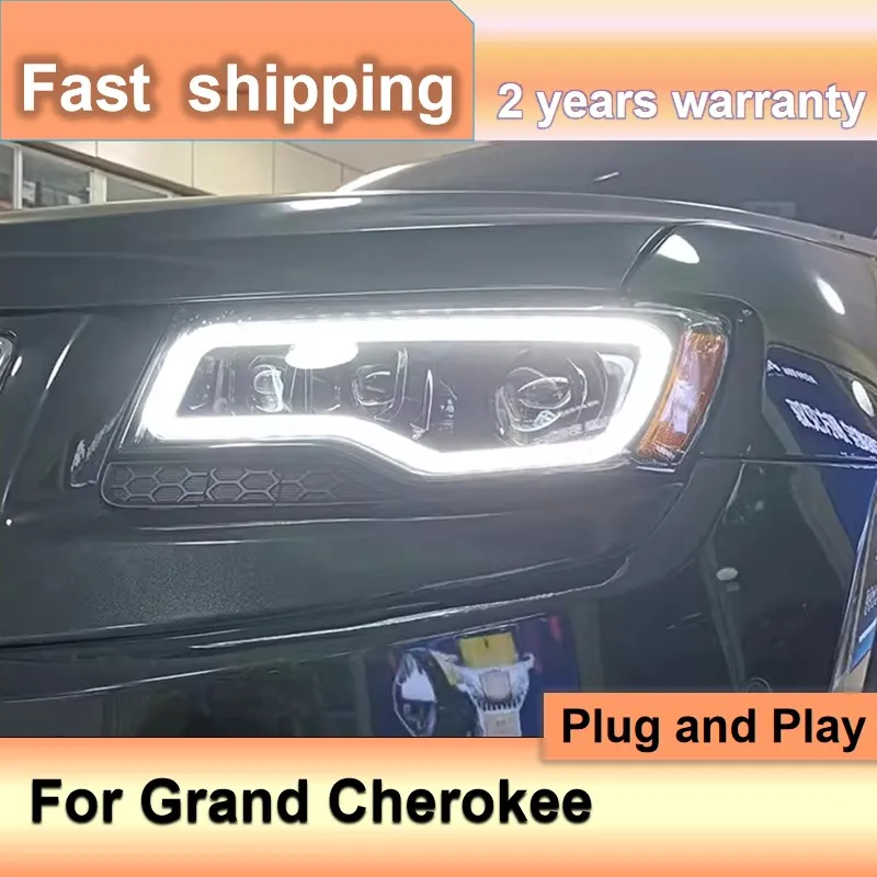 

Car Accessories for Jeep Grand Cherokee LED Head Lights 2014-2021 Grand Cherokee Headlight DRL Turn Signal High Beam Projector L