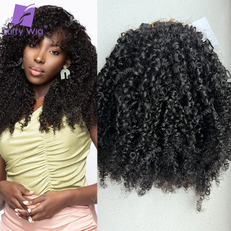 Afro Kinky Curly Human Hair Clip ins Burmese Remy Seamless Pu Clip In Hair Extensions Skin Weft Bundles Clip Ins Extension 3c 4a