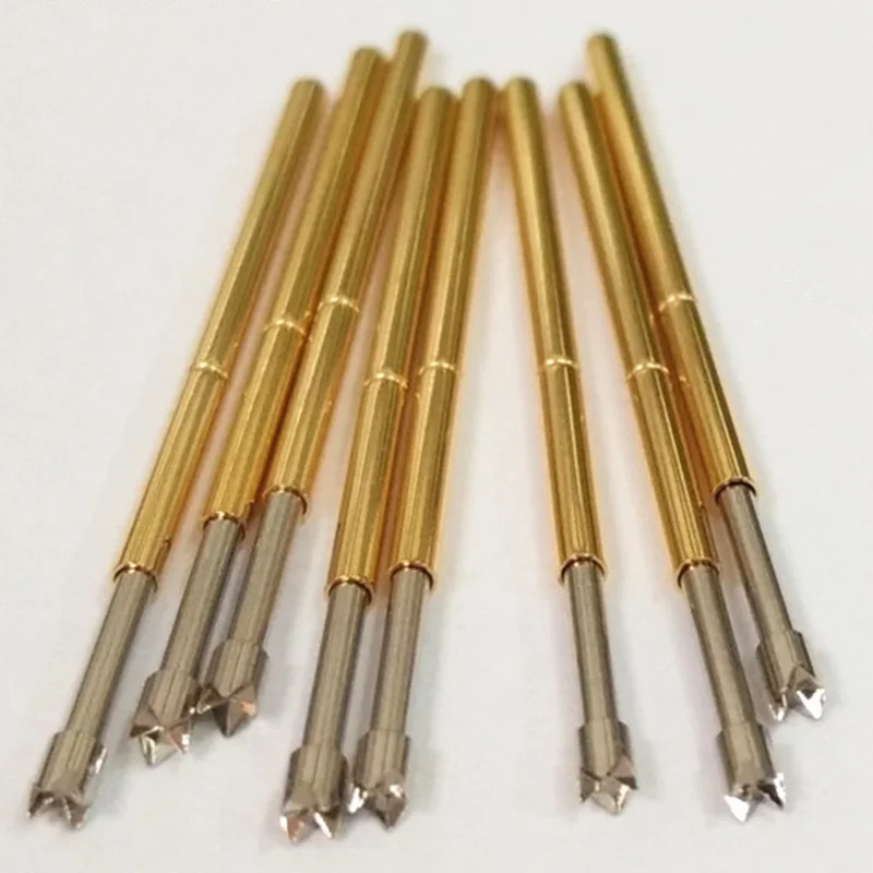 100PCS Test Probe 4-Point Crown Tip Design 1.36mm Tip Dia. 33.3mm Length Metal