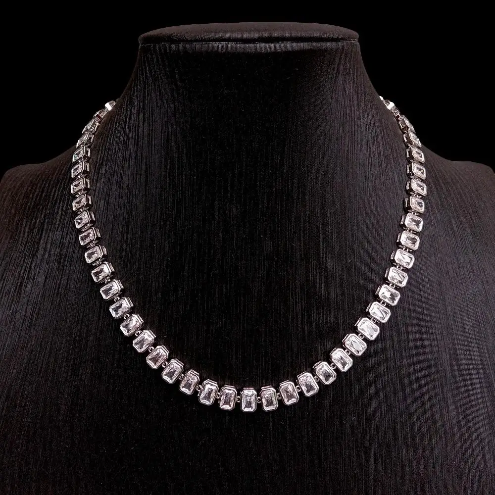 YYGEM Hip Hop Box Cubic 5x7mm Zirconia Necklace Bracelet Earrings  Geometric Rectangle