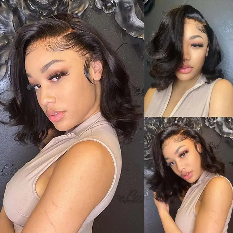 Water Wave Short Bob Wigs Human Hair 13x6 Lace Frontal Body Wave 5x5 Closure Wig Brazilian