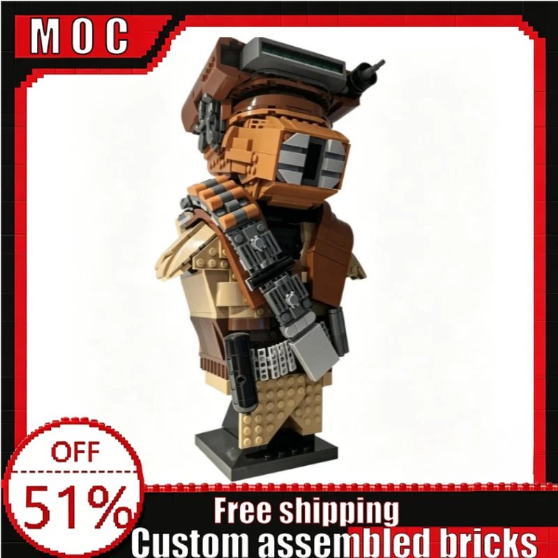 

1219Parts MOC New Bounty Hunter Helmet Bust Building Blocks Model DIY Assembly Educational Toy Creative Collection Display Gifts