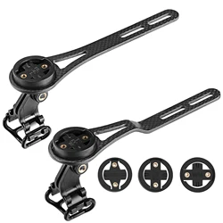 HUALONG Carbon Fiber Road Bike Computer Mount For Garmin Wahoo Bryton XOSS Out Front Integrated Handlebar Computer Mount 2Shapes