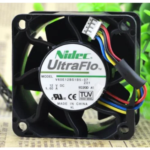 NIDEC V60E12BS1B5-07A024 6038 냉각 선풍기, 고풍량 서버 선풍기, 60 × 60 × 38mm, 12V, 1.60A, 신제품