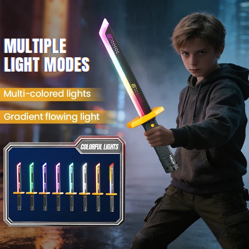 Multi-Color Spray Lightsaber Sword Toy With Smoke Outdoor Light Sword Lightstick Cosplay Game Party Toy For Children Adult Boys