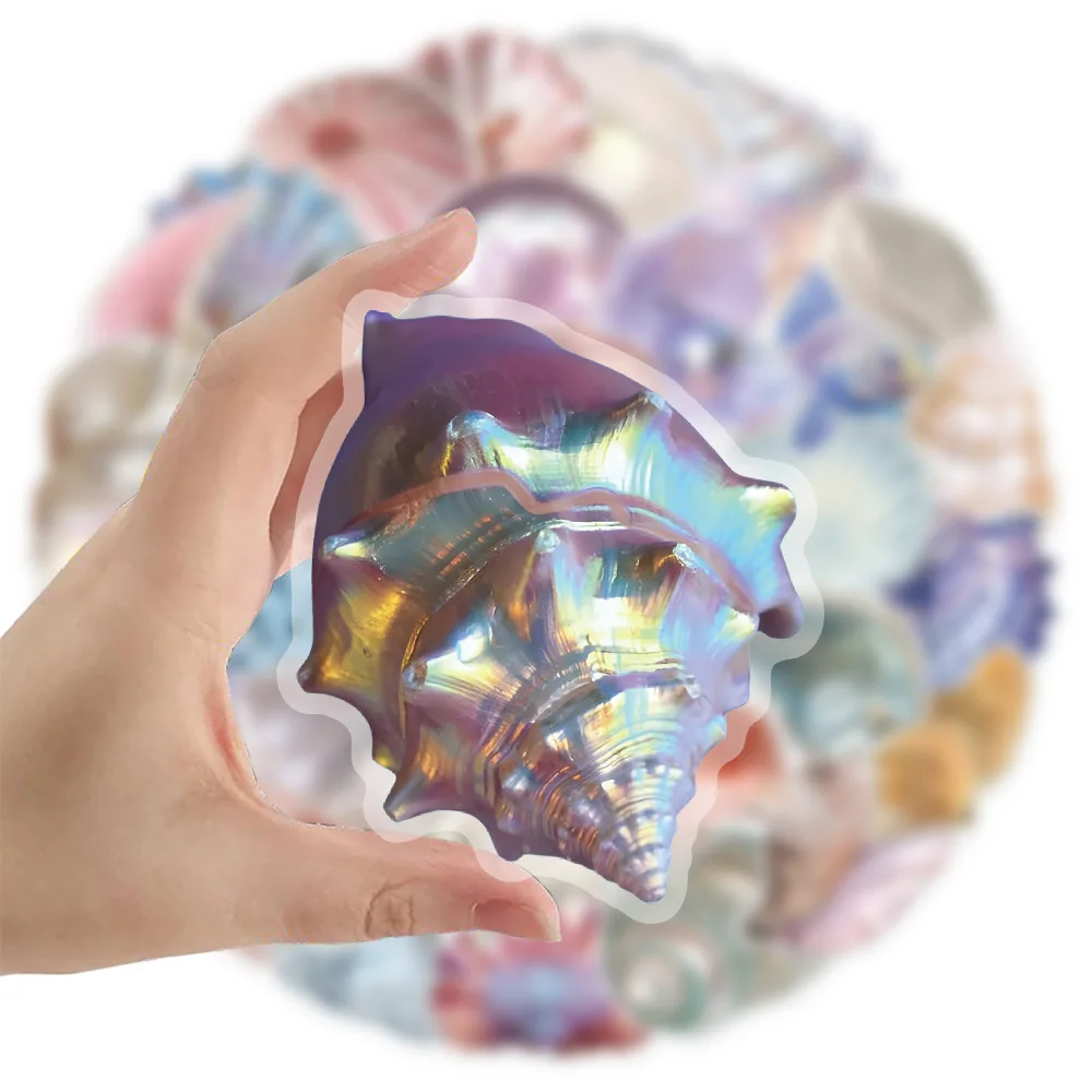 50PCS Cartoon Shell Graffiti Stickers Conch Pearl DIY Decorative for Kids Reward Stationery Notebook Water Cup