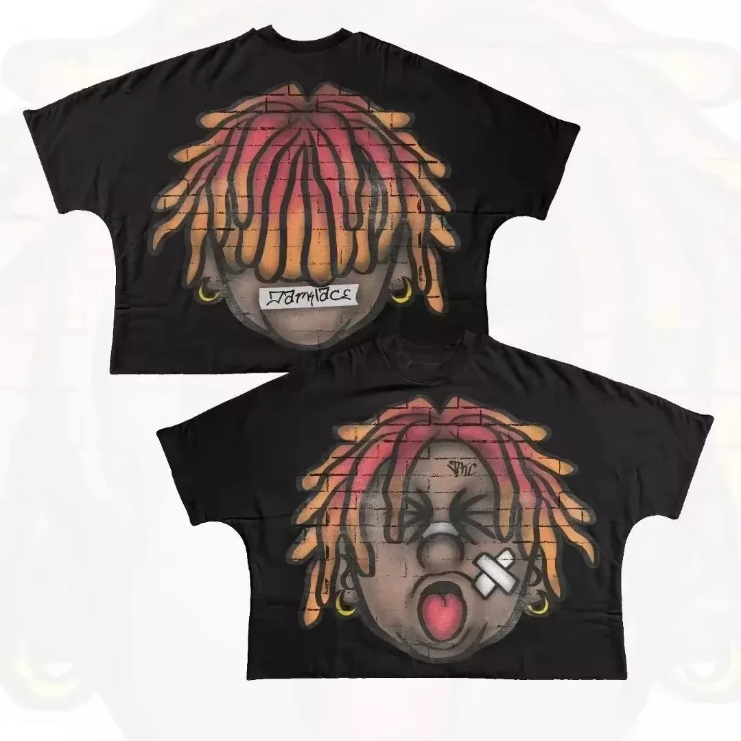 Streetwear T Shirt Hip Hop Fun Cartoon Graphic Printed Oversized T Shirt Harajuku Gothic Cotton Short Sleeved Clothing Men Women