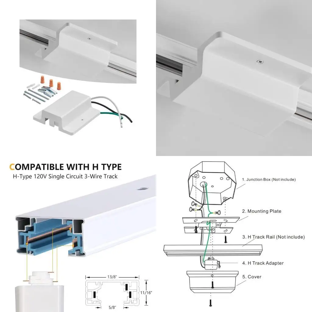 

652F 3 Wire 1 Rails LED Spotlights Strips H Track Float Canopy Connector Lighting Rails for Ceiling KTV Stage Performances