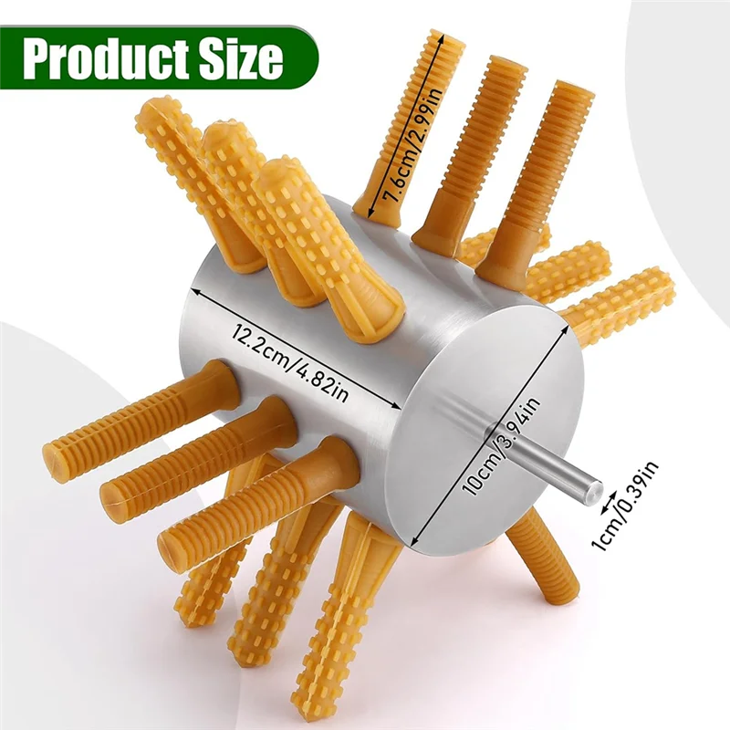 A67Z قطعة واحدة من مزيل الدواجن المزيل بالريش، 18 إصبعًا جديدًا، فضي وبني 0.4 بوصة مثقاب ناتف الدجاج، ماك ناتف الدواجن