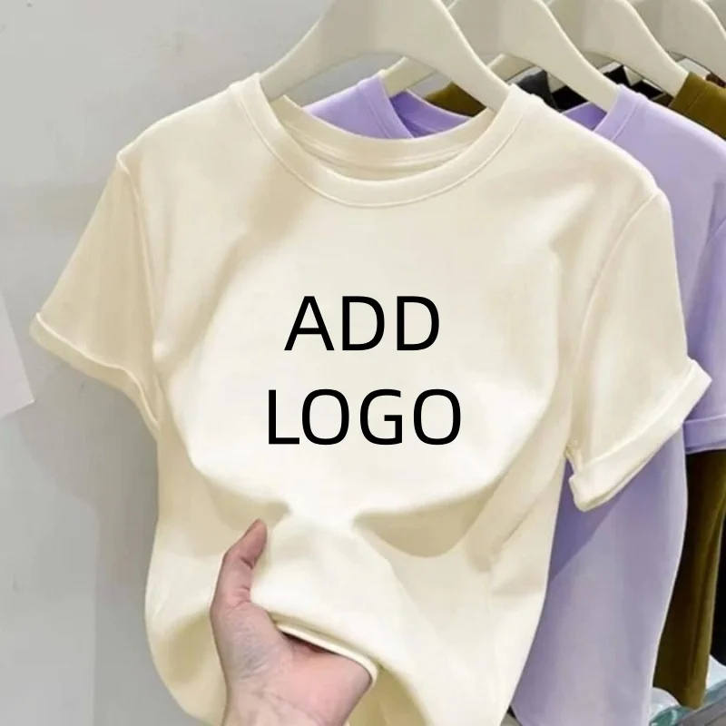 Customized Wholesale Cotton Women’s T Shirt O Neck Sexy Office Lady TShirt Skinny Slim Basic Top Tees Casual Fashion Clothing