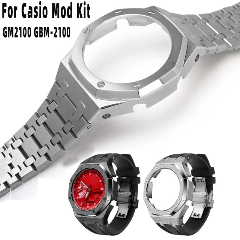 

GM2100 GBM-2100 Mod Kit For Casioak G-SHOCK GM-2100 GBM2100 Stainless Steel Case Bezel metal Strap Replacement Mod Refit Kit