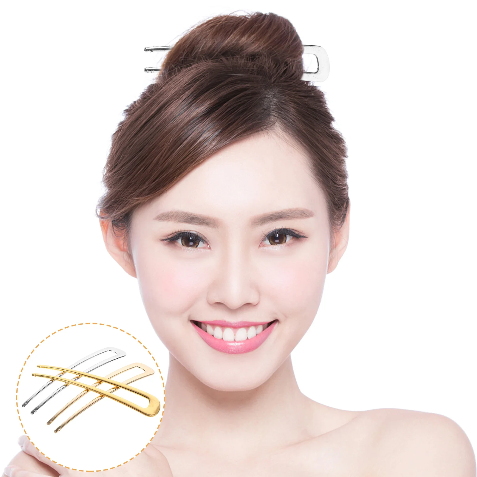 

3pcs U Shaped Forks Metal Hairpins For Women French Accessories Bun Pins Thick Styling Tools Hair Sticks Long Hair Holders