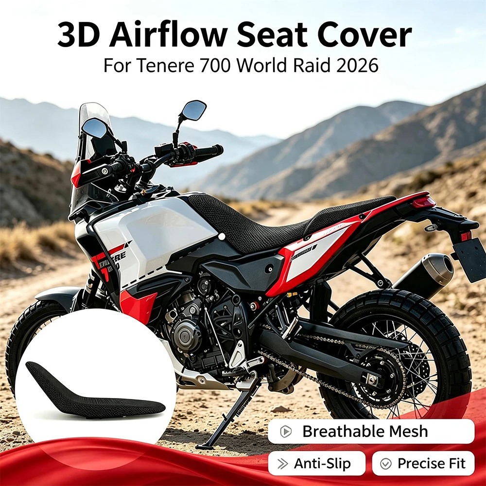 Seat Cover Motorcycle 3D Airflow Seat Cover 3D Honeycomb Mesh Seat Cover Accessories FOR TENERE 700 WORLD RAID 2026