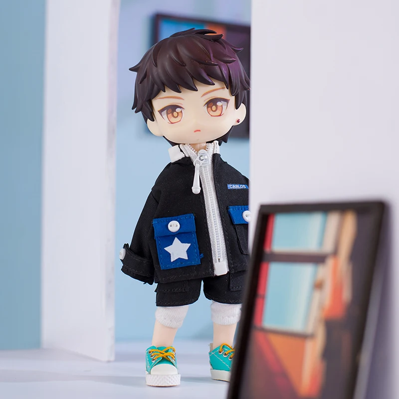 Cute Casual Cargo Shorts Ob11 Doll Loose Star Stand Collar Jacket With Zipper For Penny, Ob11, Obitsu 11, Holala, Gsc, 1/12 Bjd