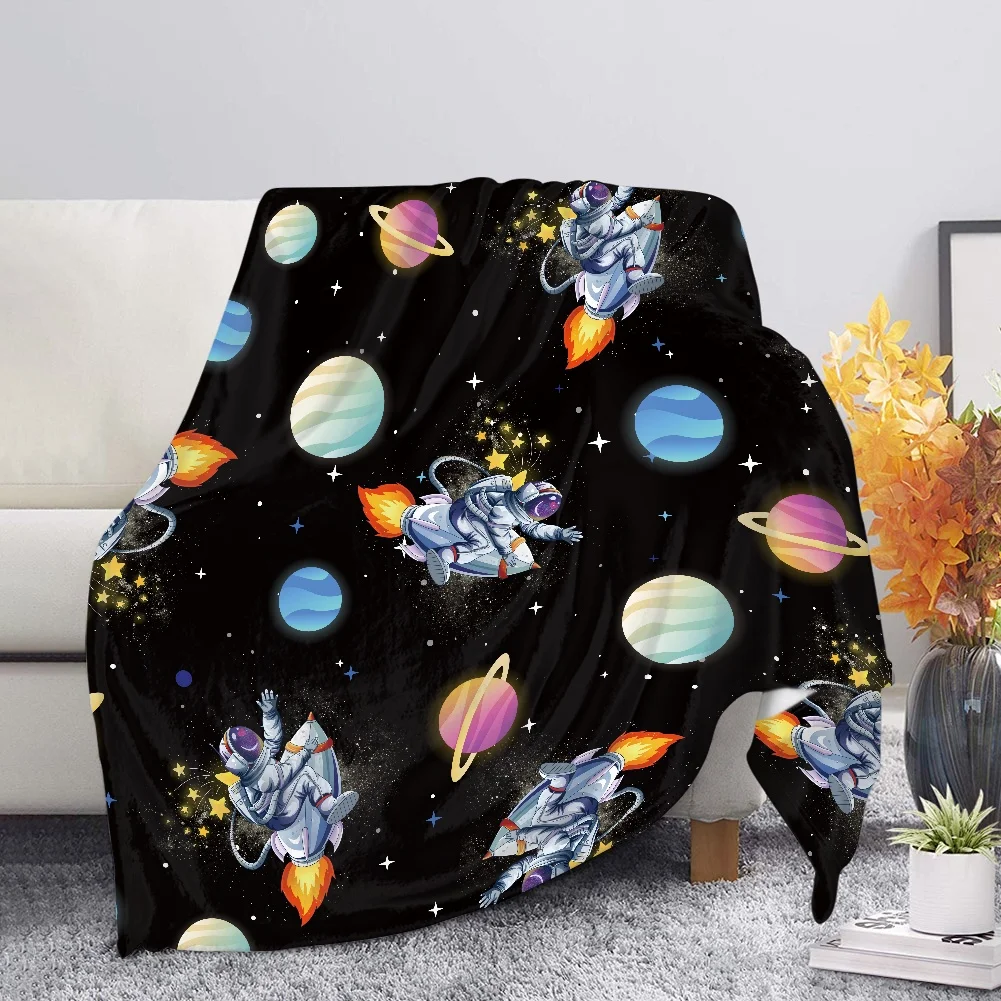 Home Fleece Blanket for Men Winter Travel Warm   Sofa Couch Bedroom Comtable Flannel Throw s Cartoon Planet