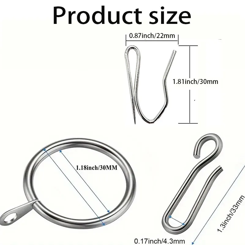 20 Pieces Metal Drapery Curtain Rings Hanging Rings And 20 Pieces Metal Curtain Drapery Pin Hooks For Window Door Shower