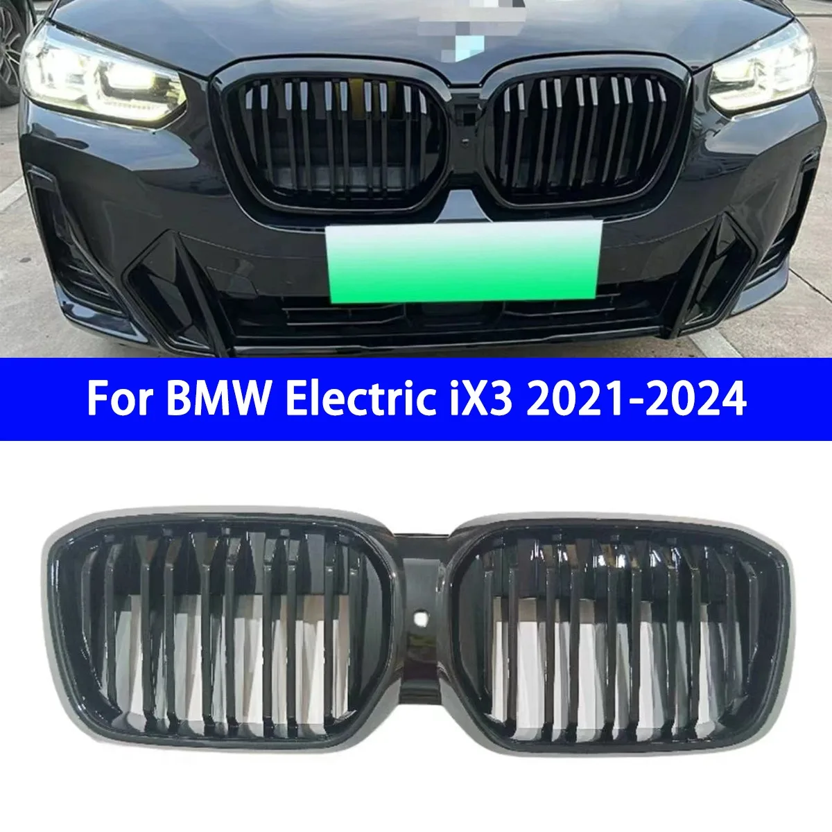 Suitable for BMW Electric IX3 2021-2024 Replacement Model with Dual Line Bright Black Grille