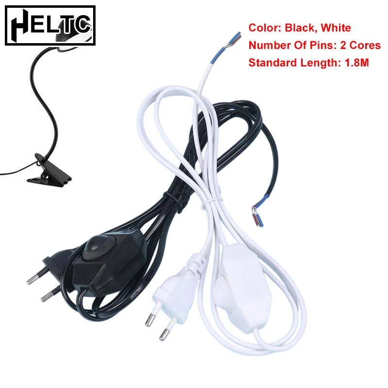 

New 1.8M Extension Cord With Dimmer EU Plug Control Switch Power Cable Cord EU Plug For Table Lamp 220V Electricity Wire