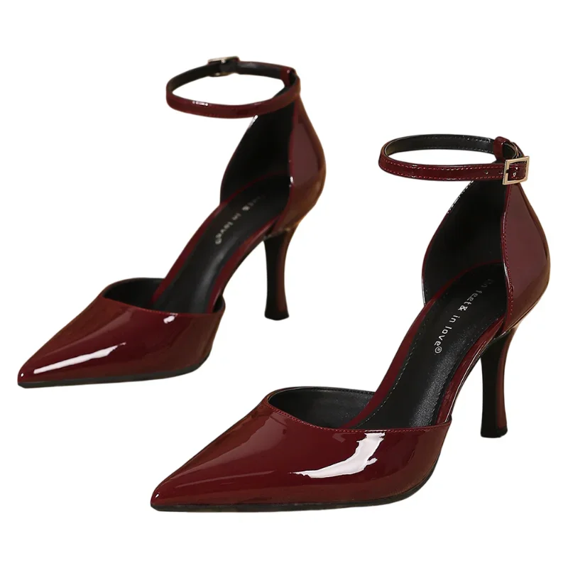 Solid Color Stiletto Wedding Shoes Open Toe Light Weight Summer PU High Heels Temperament Joker Sandals
