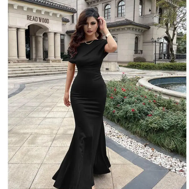 

Ele Svel oulder Bared Fitted Long Dr for Women New Model Cross-Border Faionable Casual Sportswear Set