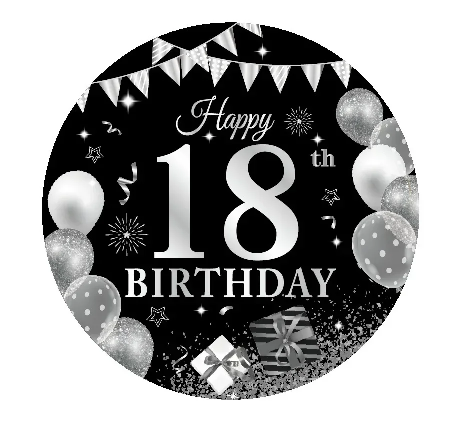 8Guests 18 Year Old Disposable Tableware Black Silver Fireworks Balloon Paper Plates Napkins Cup Happy 18th Birthday Party Decor