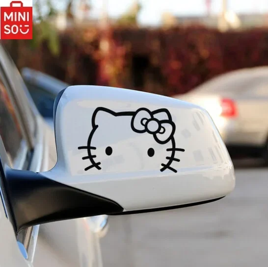 

MINISO HelloKitty Car Reflective Sticker Set Rearview Mirror Sticker Cartoon Stickers To Cover Scratches Car Decorative Painting