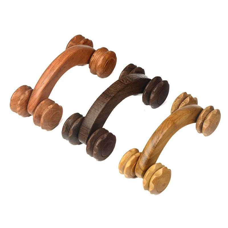 Traditional wooden round massager back rolling massage wheels wenge manual waist leg bent back lunar rover