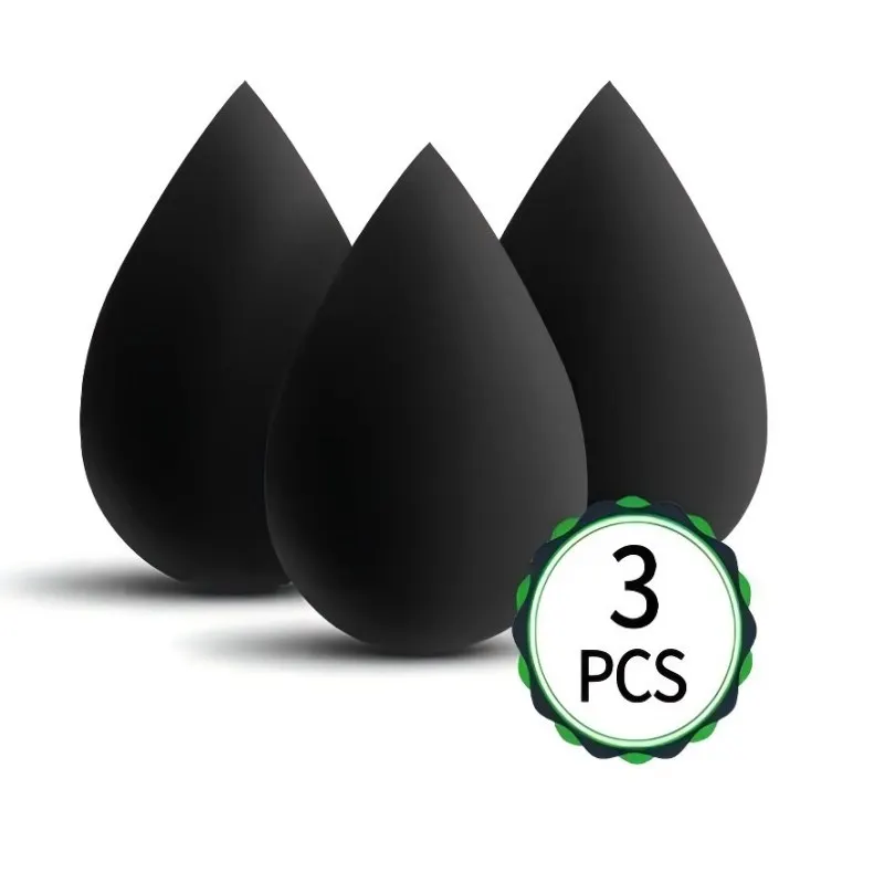 Esponjas mágicas pretas da composição de 3 pces-liquidificadores de beleza expansíveis ativados por água, esponjas cosméticas ultra macias sem látex para falhas