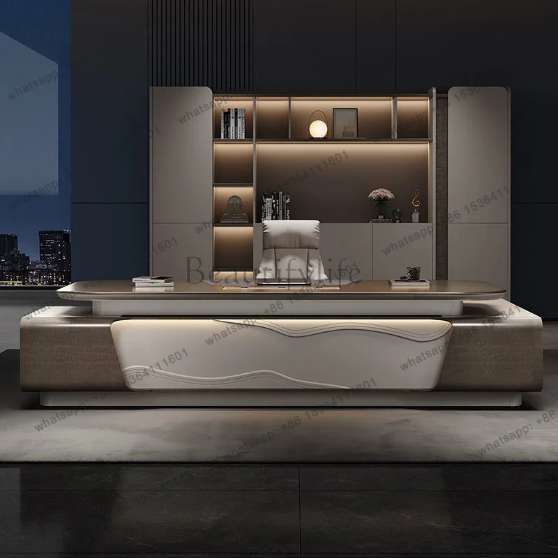 FG Display Luxury Office Desk Wooden Conference Decoration Aesthetic Office Desk Computer Modern Meuble Bureau Salon Furniture