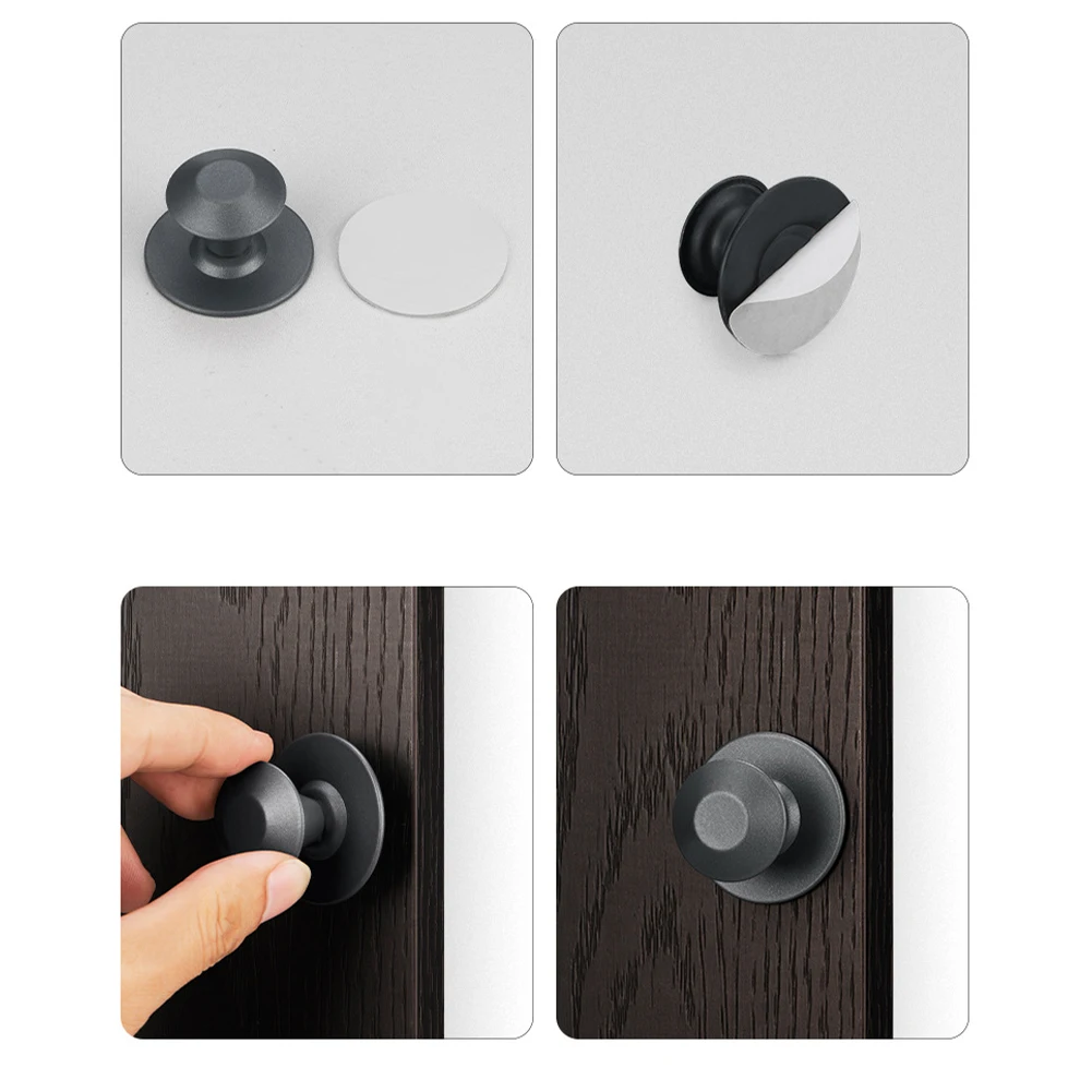 1PC Punch Free Self-Adhesive Stainless Steel Drawer Knobs Modern Style Glass Door Pulls Wardrobe Handles With Adhesive Wall Hook