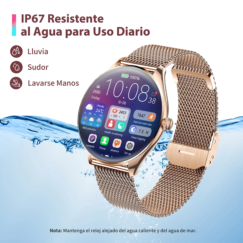 1.43 "AMOLED 466*466 HD بكسل عرض دائما تظهر الوقت رقيقة جدا السيدات SmartWatch دعوة تذكير الرجال ساعة ذكية لنظام أندرويد IOS