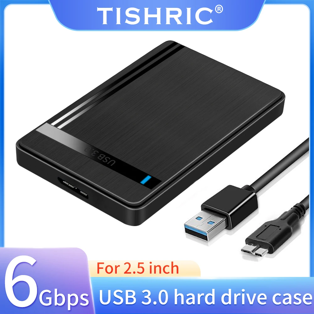 TISHRIC HDD casing SATA ke USB3.0 HDD penutup 2.5 inci casing Hard Drive mendukung 6Gbps sarung HDD eksternal seluler untuk Laptop PC