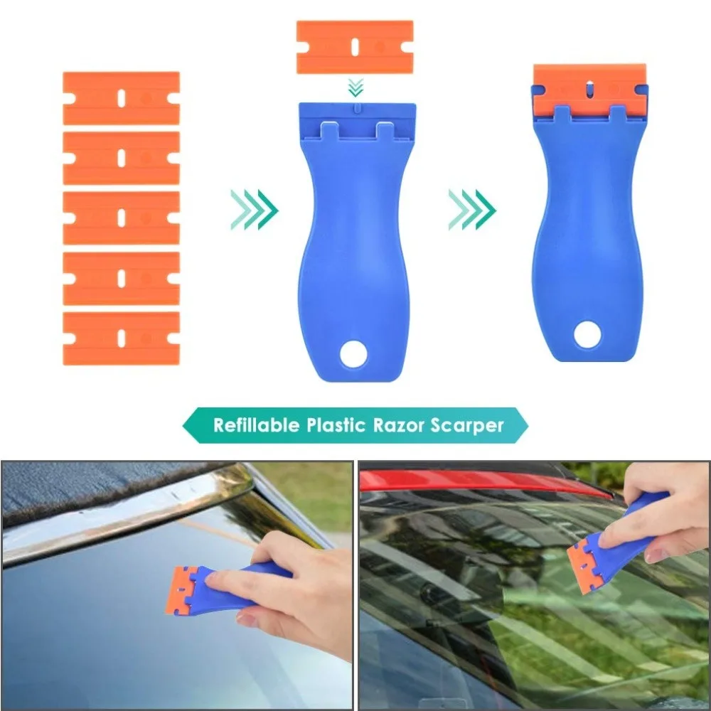11pcs Car Vinyl Wrap Application Kit  Includes Precision Craft with Spare Blades Felt Edge Squeegee Edge Tools for Decal Sticker view 6