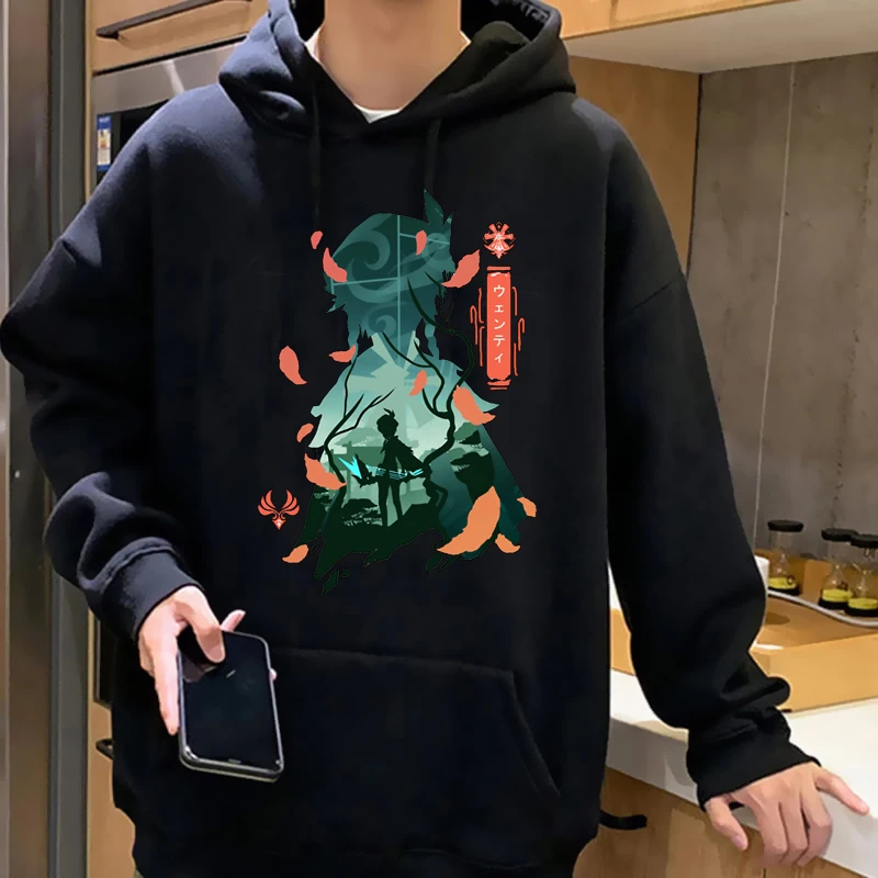 Genshin Impact Hoodies Men Kawaii Cartoon Aesthetic Clothes Xiao Hu Tao Zhong Li Graphic Streetwear Unisex Sweatshirts Female