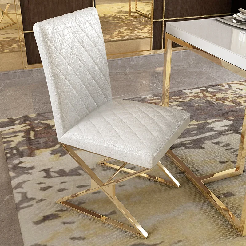 

Modern luxury stainless steel frame dining leather cushion chair office chair