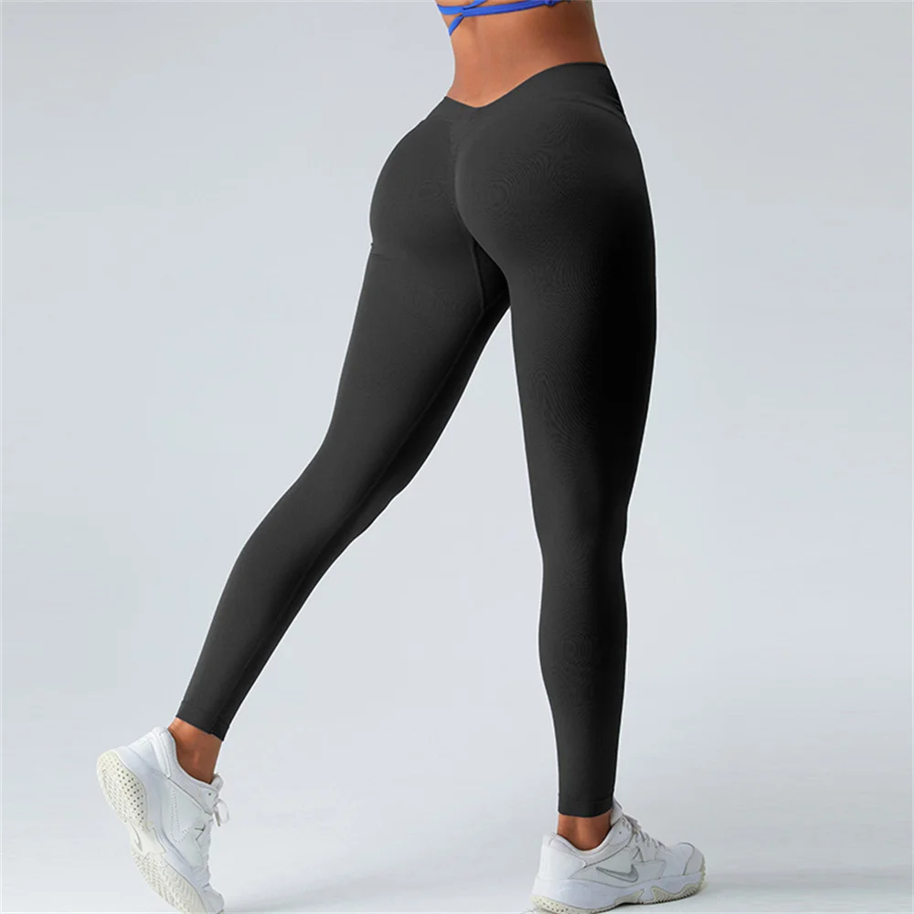 

2024 Fashion V-waist Design Women Sports Leggings Fitness Workout Exercise Women Yoga Clothings Fitness Tights Gym Women Leggins