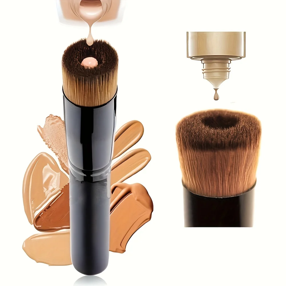 FlawlessFoundation Brush - Flat Top for Liquid, Cream & Powder Makeup - Buffing, Stippling & Concealing Tool with Nylon Bristles