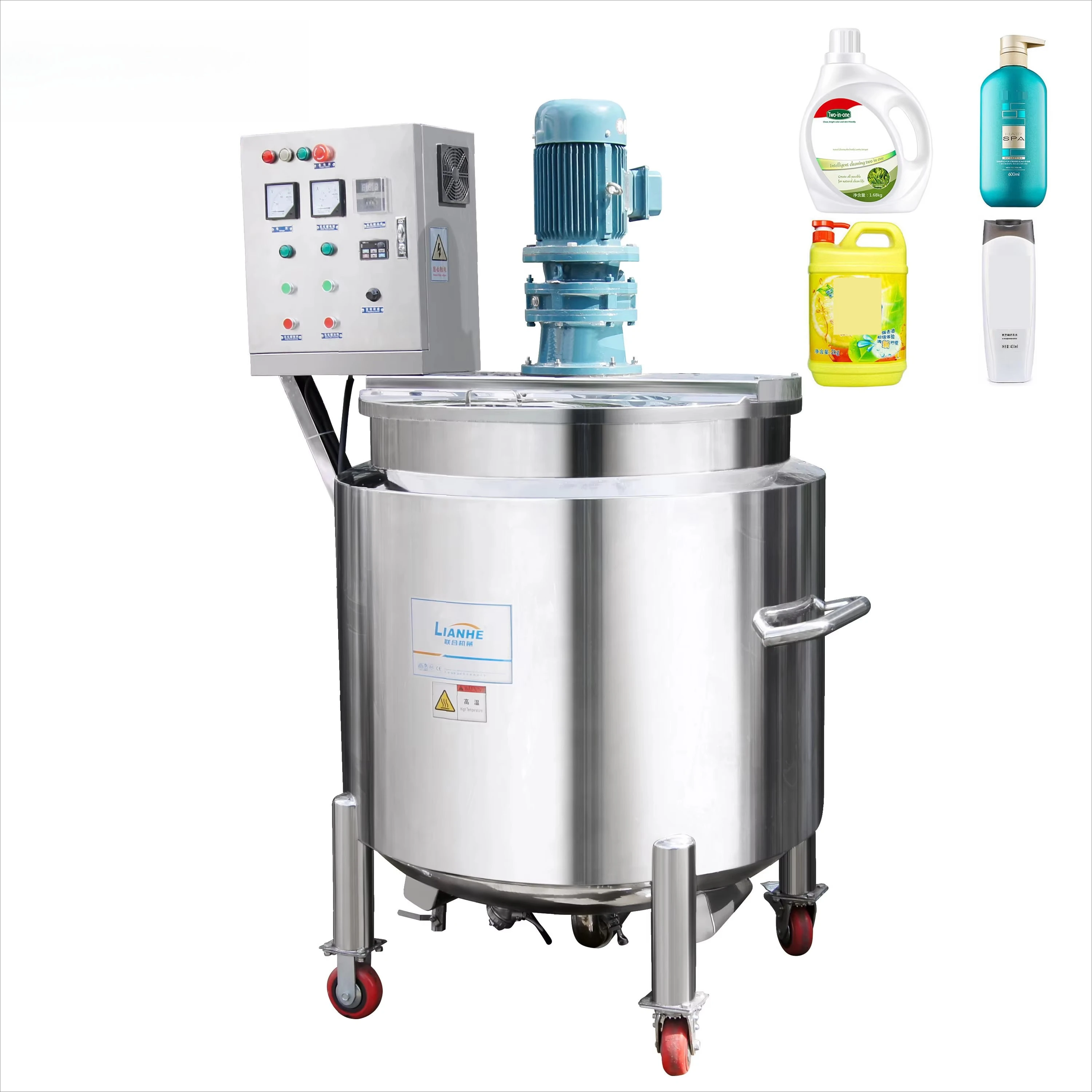 Gran oferta 100L 500L champú químico Industrial tanque mezclador líquido lavado a mano lavavajillas máquina para hacer jabón líquido con ruedas