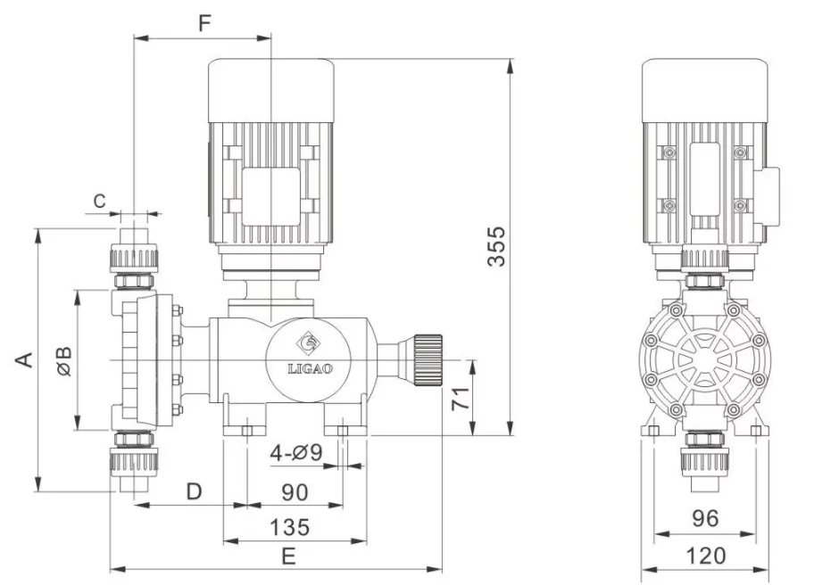 KD Mechanical Diaphragm Metering Pump, Dosing Pump Explosion-Proof Metering Pump PVC Pump Head