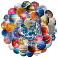 10/30/50pcs Transparent Planet Space Station Stickers Cartoon PET Graffiti Decals DIY Stationery Phone Laptop Sticker Wholesale