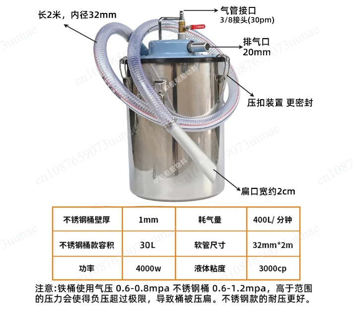 Pneumatic Vacuum Cleaner Dry and Wet Dual-purpose Workshop Explosion-proof Industrial Dust Suction Iron Filings