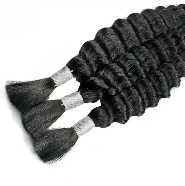 Water Wave Human Braiding Hair, Bulk Braiding Hair For Boho Braids (1pack-2bundles)  100%Unprocessed Brazilian Virgin Human Hair