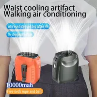 10000mAh Hanging Neck/Waist Fan Mini Portable USB Rechargeable Fan For Outdoor Camping Hiking Climbing Running Sports