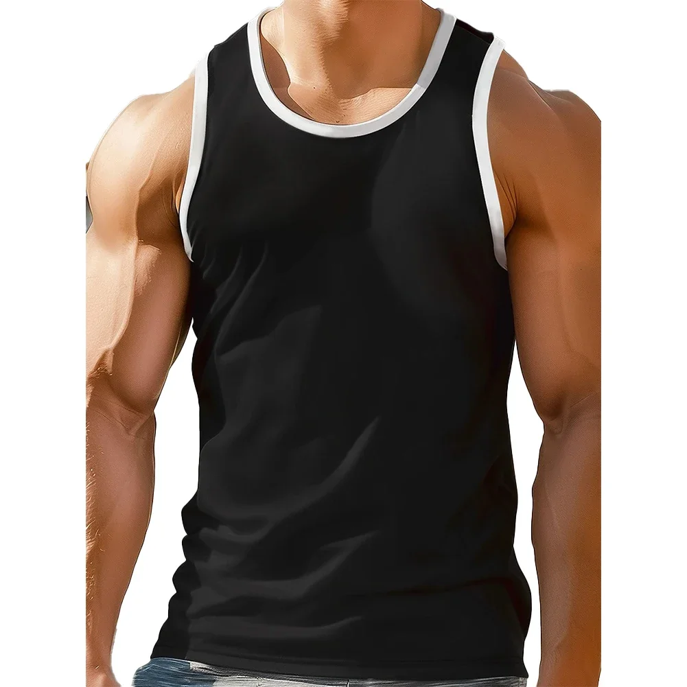 Black Men Fitness Vest Activewear For Men Fitness Bodybuilding Men's Workout Gear 5 Spandex Fabric 95 Polyester Material
