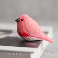 Pink Moe Fat Joy Bird Wood Carved Ornaments Handmade Cute Little Fat Bird Pure Handmade Birthday Gift Things For Room Decoration